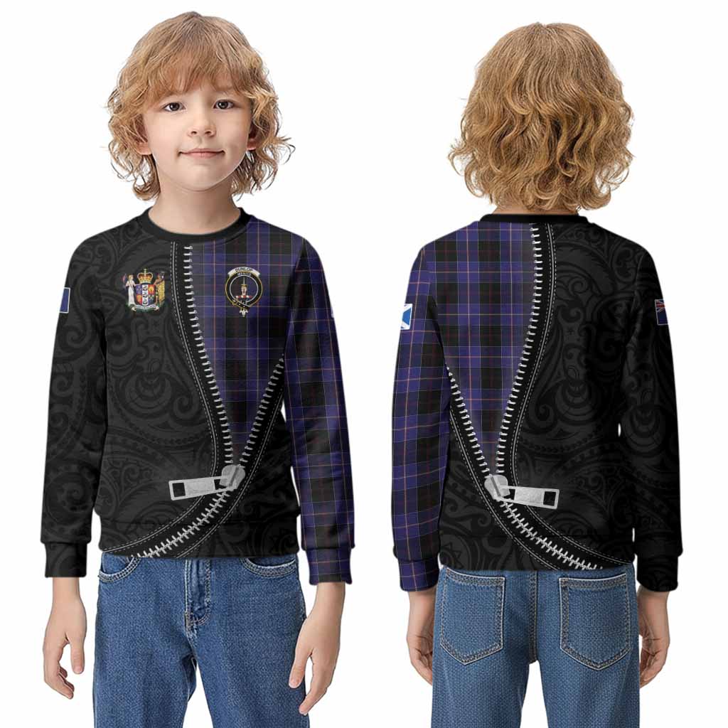 Dunlop Tartan Kid Knitted Sweatshirt New Zealand Pattern Unique Zipper Stylized
