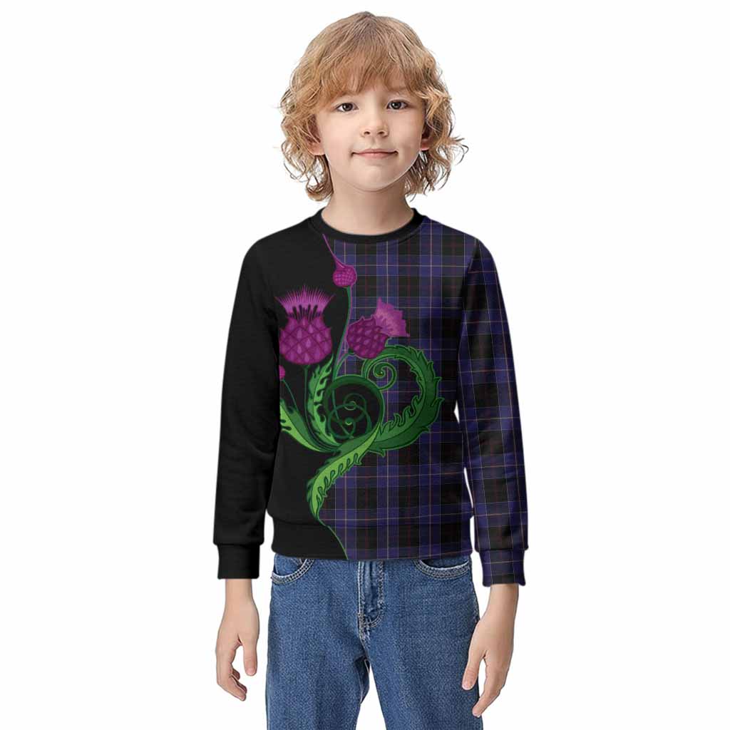 Dunlop Tartan Kid Knitted Sweatshirt Traditional Scottish Thistle