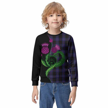 Dunlop Tartan Kid Knitted Sweatshirt Traditional Scottish Thistle