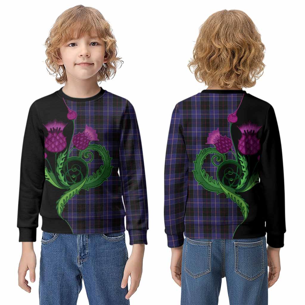 Dunlop Tartan Kid Knitted Sweatshirt Traditional Scottish Thistle