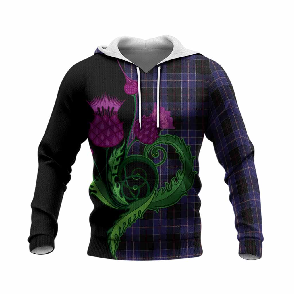Dunlop Tartan Knitted Hoodie Traditional Scottish Thistle