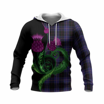 Dunlop Tartan Knitted Hoodie Traditional Scottish Thistle