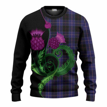 Dunlop Tartan Knitted Sweater Traditional Scottish Thistle