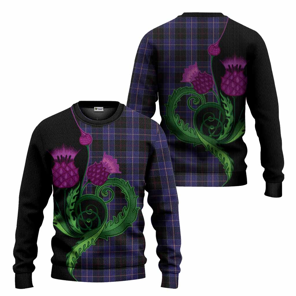 Dunlop Tartan Knitted Sweater Traditional Scottish Thistle