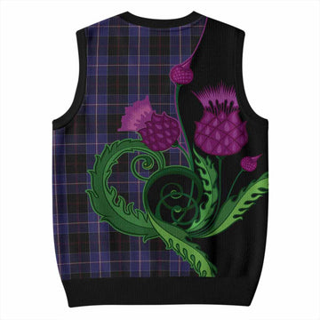 Dunlop Tartan Knitted V-Neck Vest Traditional Scottish Thistle