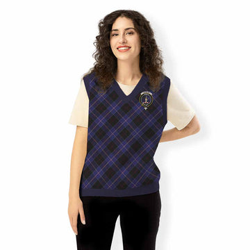 Dunlop Tartan Knitted V-Neck Vest with Family Crest Cross Style