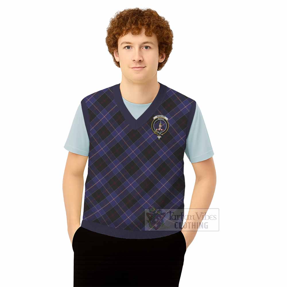 Dunlop Tartan Knitted V-Neck Vest with Family Crest Cross Style