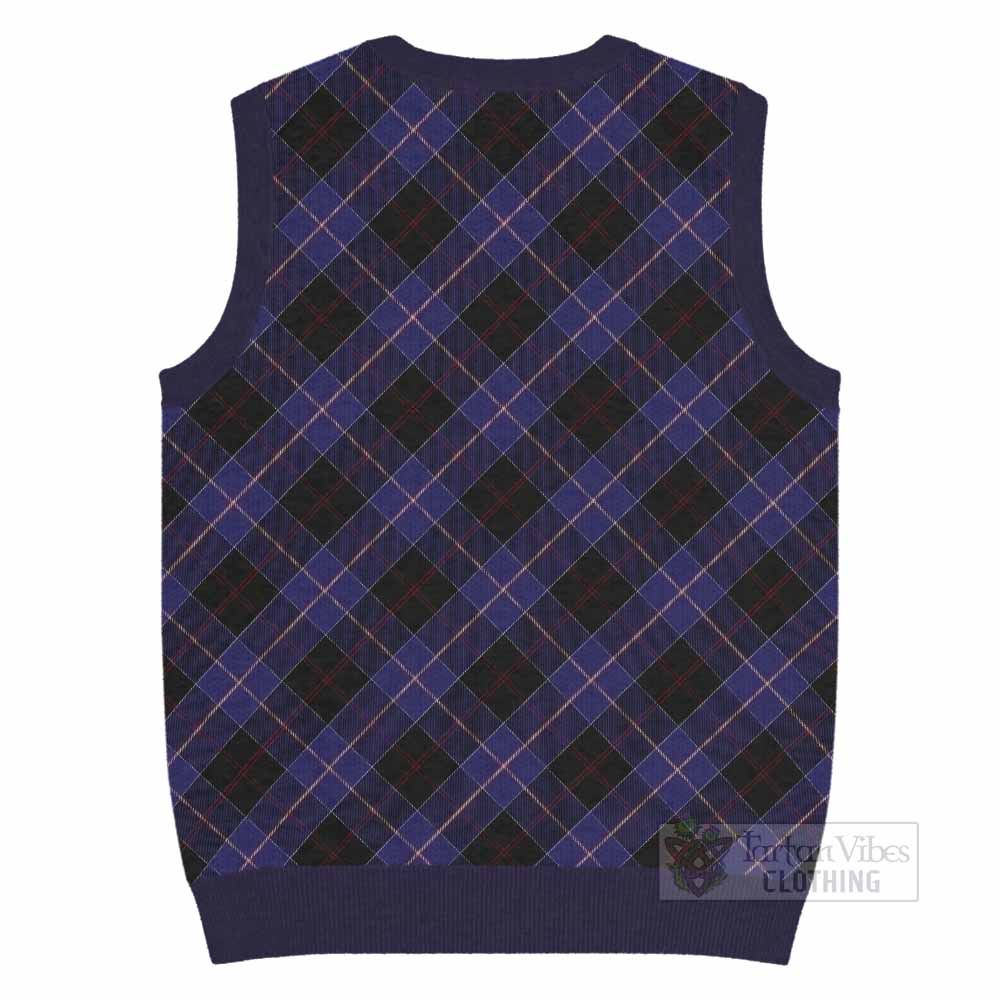 Dunlop Tartan Knitted V-Neck Vest with Family Crest Cross Style