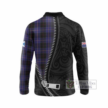 Dunlop Tartan Long Sleeve Polo Shirt New Zealand Pattern Unique Zipper Stylized