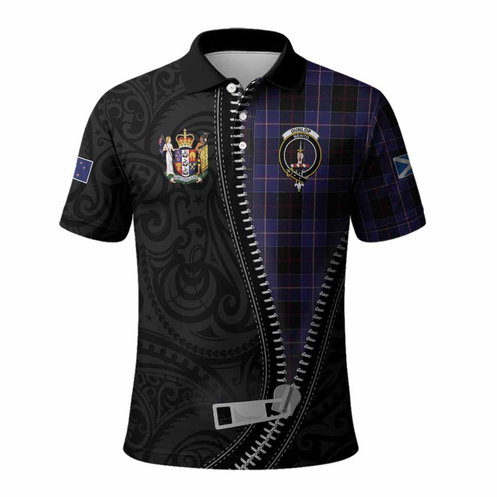 Dunlop Tartan Polo Shirt New Zealand Pattern Unique Zipper Stylized