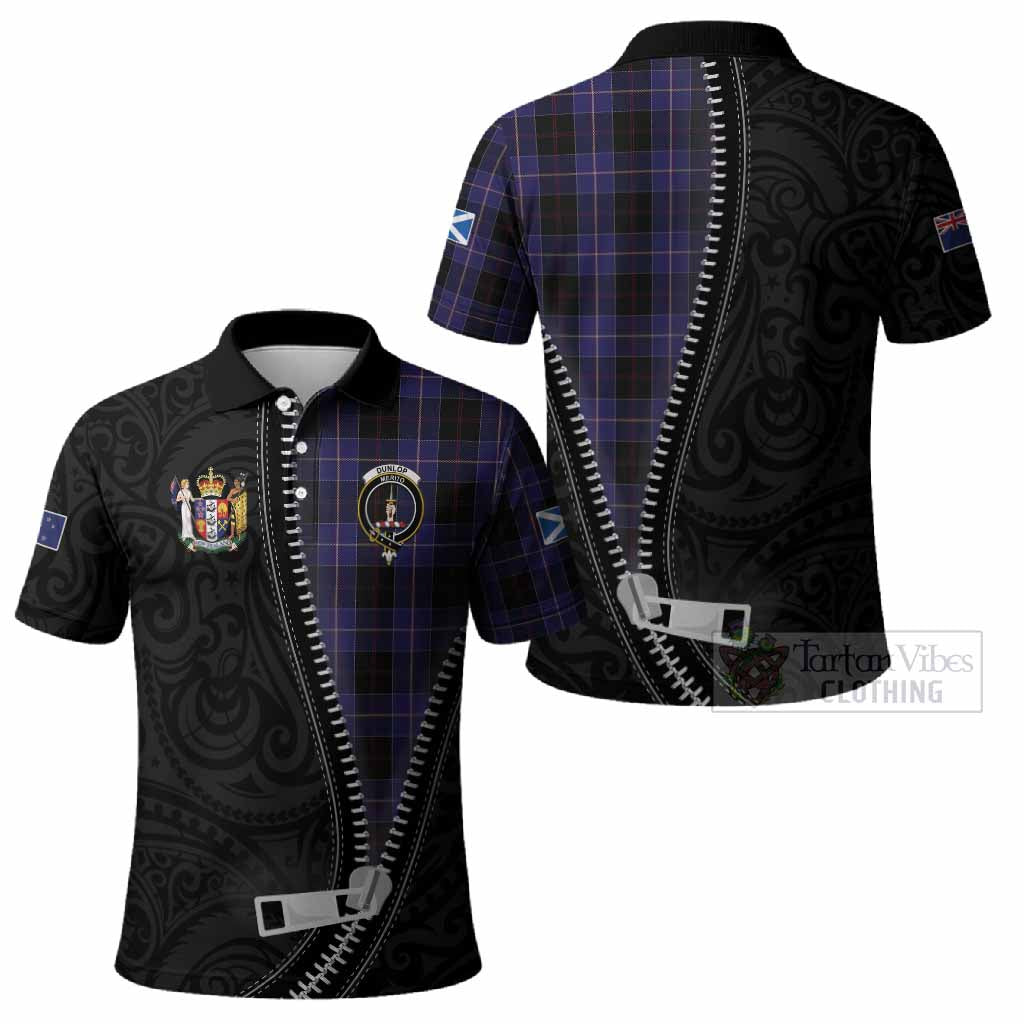 Dunlop Tartan Polo Shirt New Zealand Pattern Unique Zipper Stylized
