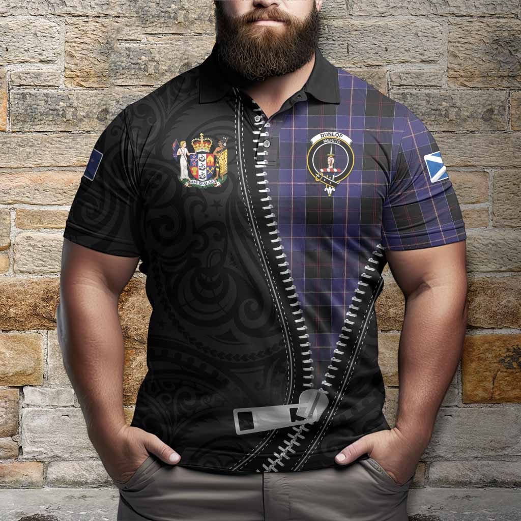 Dunlop Tartan Polo Shirt New Zealand Pattern Unique Zipper Stylized