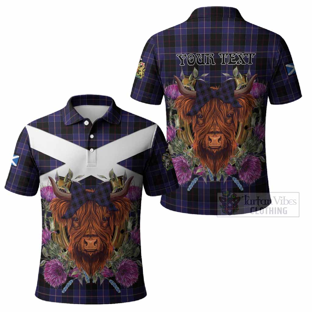 Dunlop Tartan Polo Shirt Scottish Thistle Heilan Coo