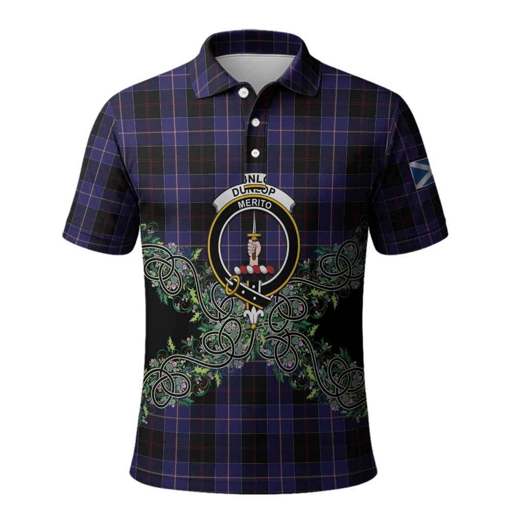 Dunlop Tartan Polo Shirt Thistle Scottish Spirit