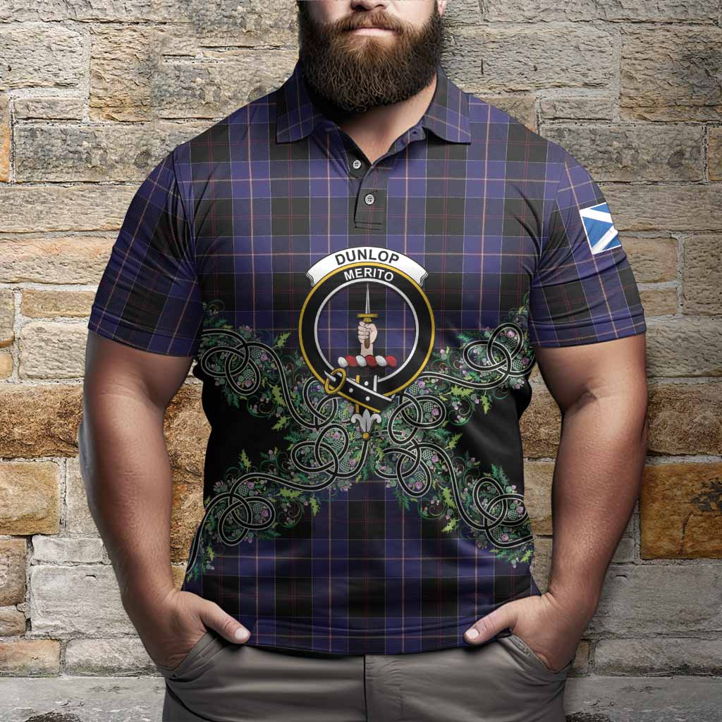 Dunlop Tartan Polo Shirt Thistle Scottish Spirit