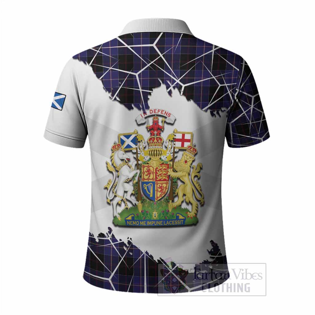 Dunlop Tartan Polo Shirt with Family Crest and Lion Rampant Grunge Style