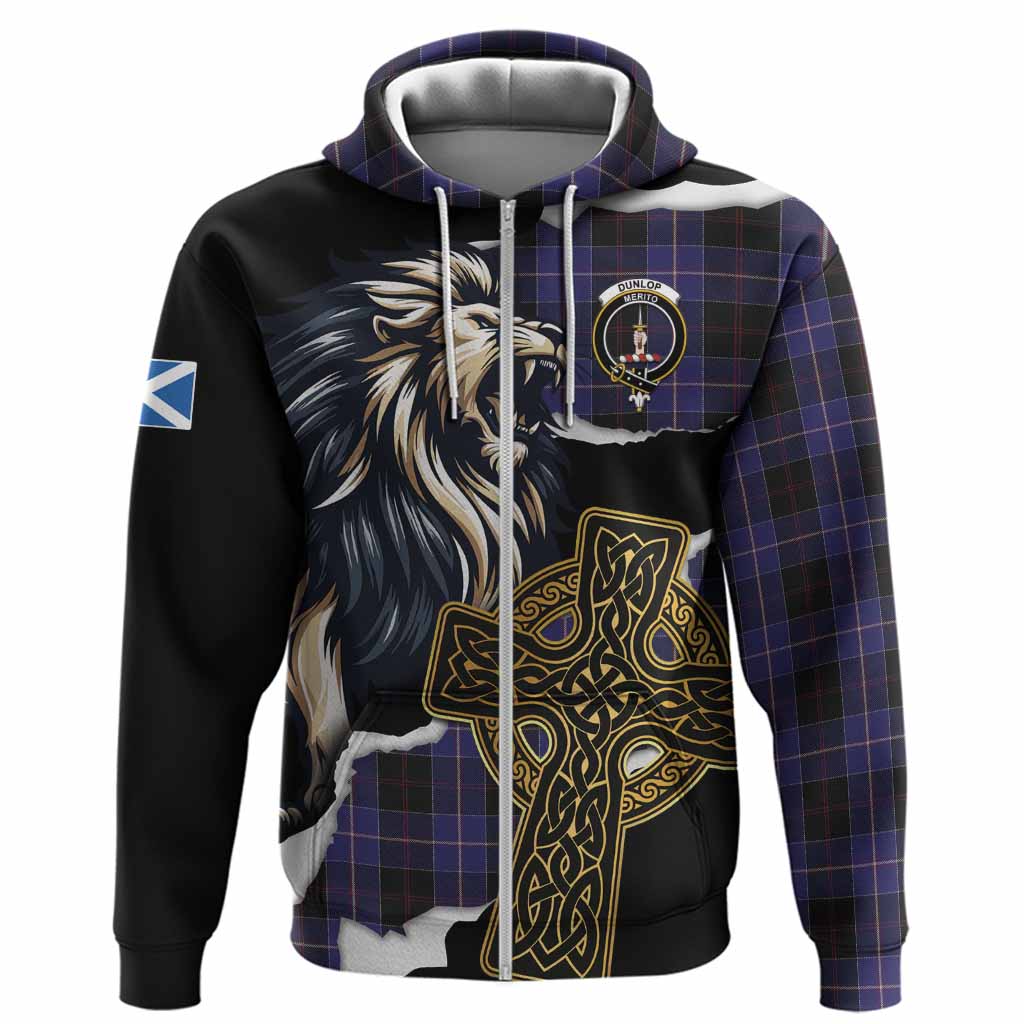 Dunlop Tartan Scottish Hoodie Lion Celtic Heritage