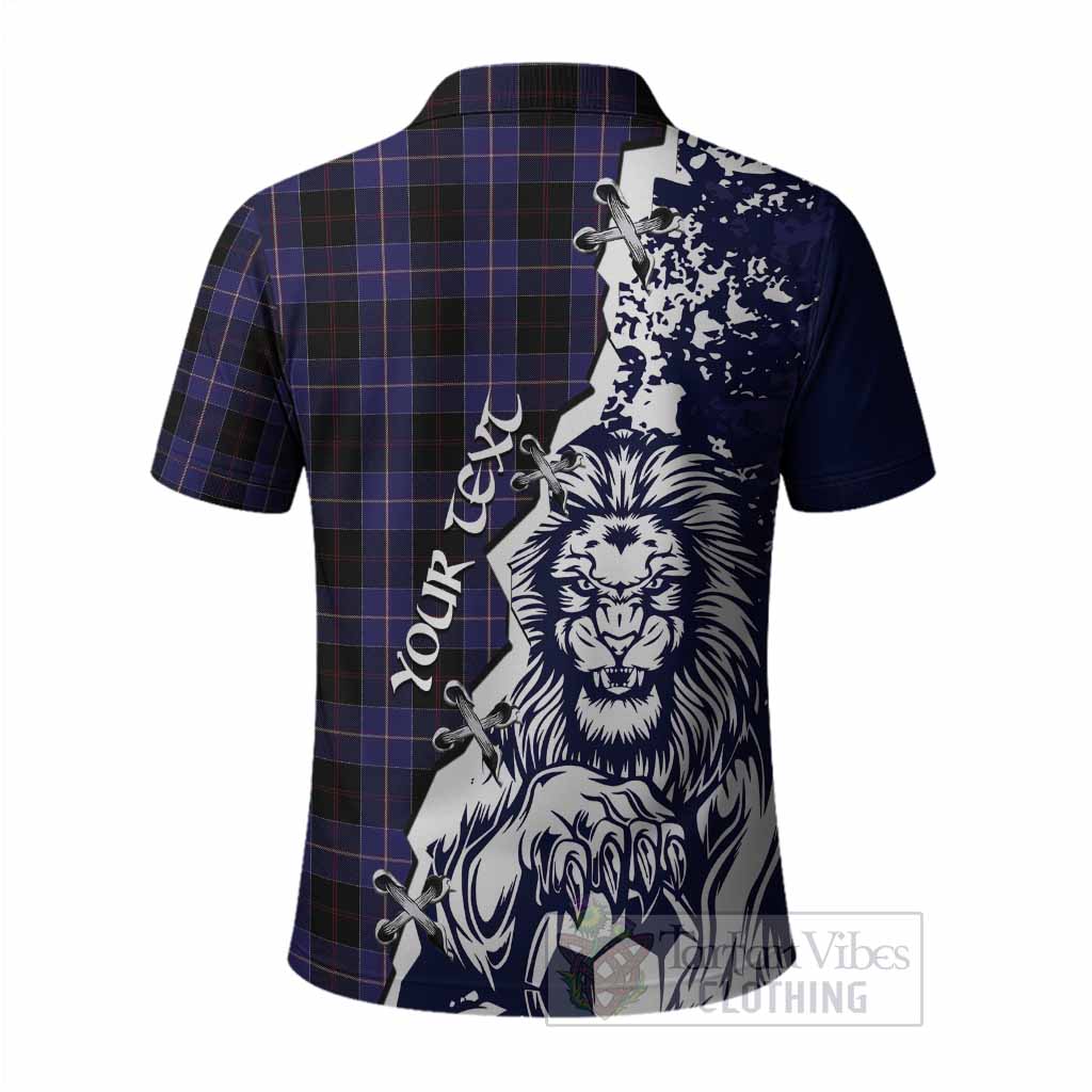 Dunlop Tartan Scottish Polo Shirt Angry Lion With Soccer Ball Style