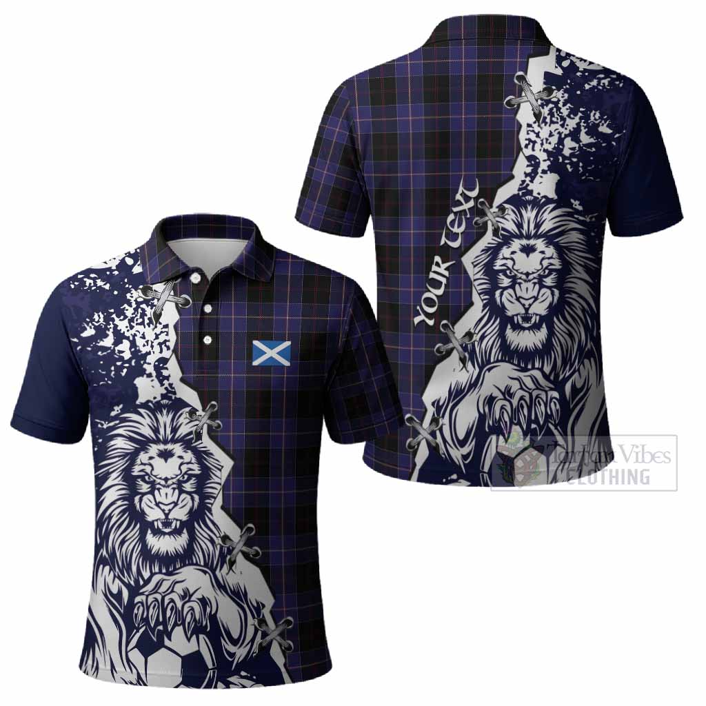 Dunlop Tartan Scottish Polo Shirt Angry Lion With Soccer Ball Style
