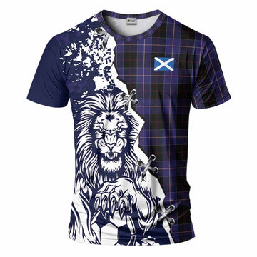 Dunlop Tartan Scottish T-Shirt Angry Lion With Soccer Ball Style