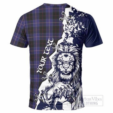 Dunlop Tartan Scottish T-Shirt Angry Lion With Soccer Ball Style