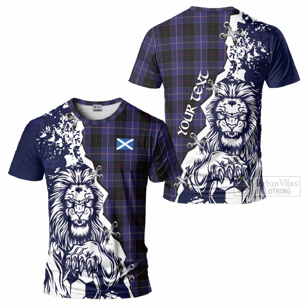 Dunlop Tartan Scottish T-Shirt Angry Lion With Soccer Ball Style