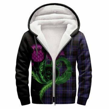 Dunlop Tartan Sherpa Hoodie Traditional Scottish Thistle