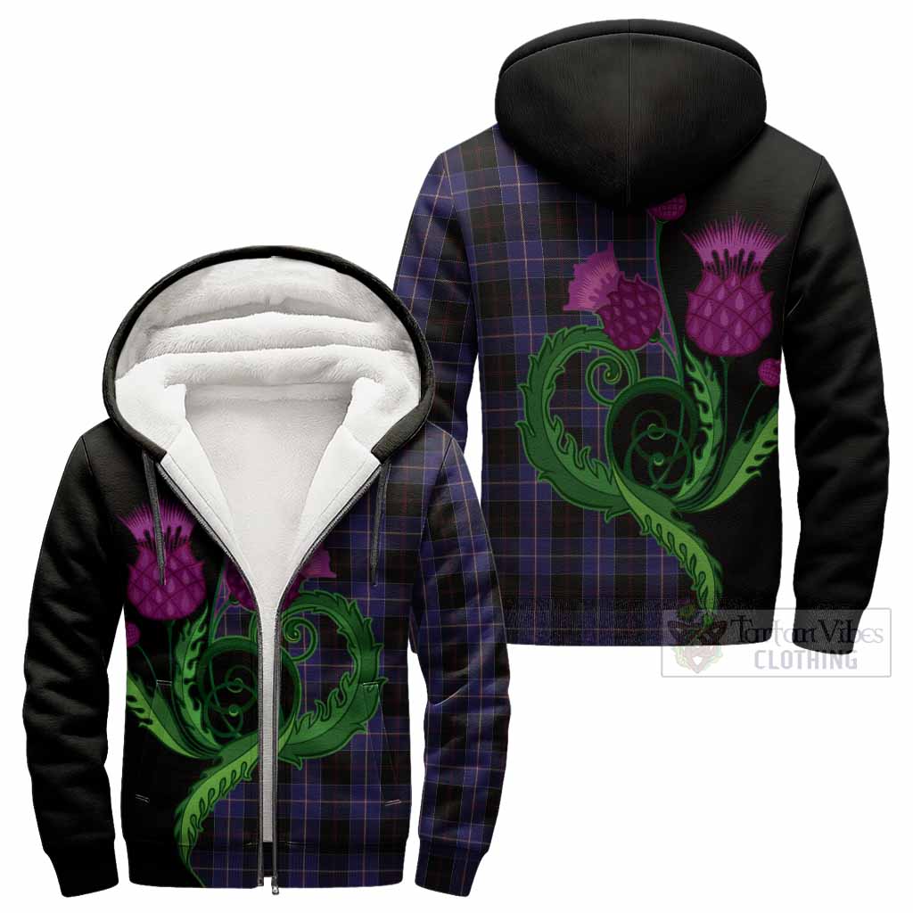 Dunlop Tartan Sherpa Hoodie Traditional Scottish Thistle