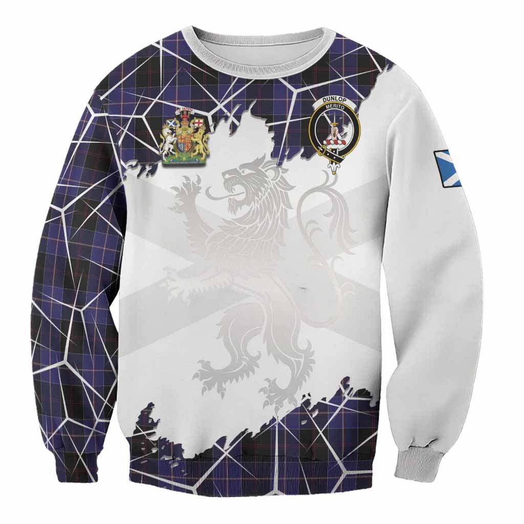 Dunlop Tartan Sweatshirt with Family Crest and Lion Rampant Grunge Style