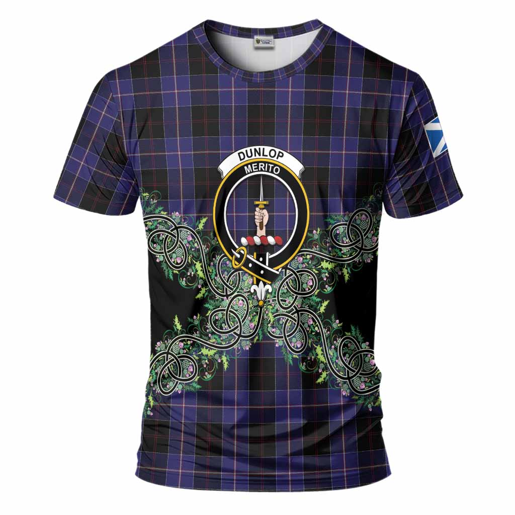 Dunlop Tartan T-Shirt Thistle Scottish Spirit