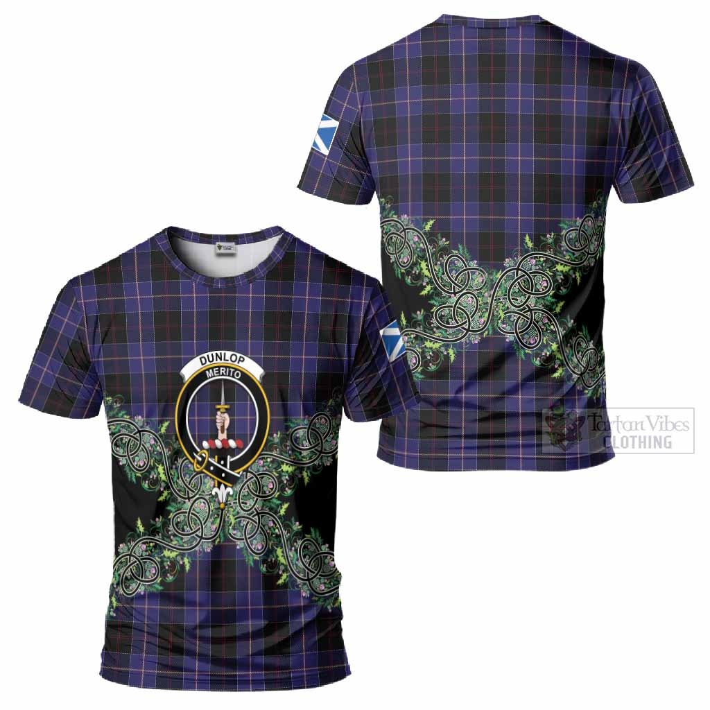 Dunlop Tartan T-Shirt Thistle Scottish Spirit