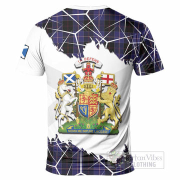 Dunlop Tartan T-Shirt with Family Crest and Lion Rampant Grunge Style