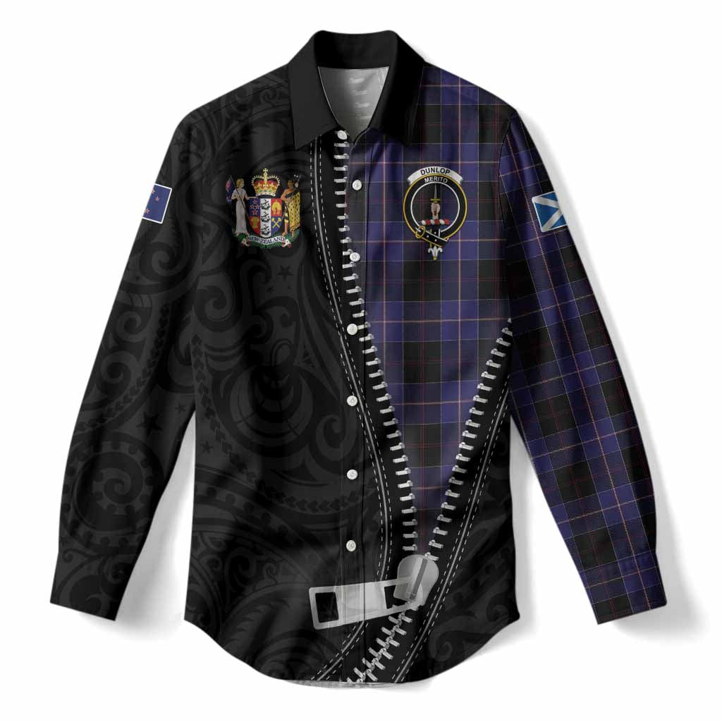 Dunlop Tartan Women Casual Shirt New Zealand Pattern Unique Zipper Stylized