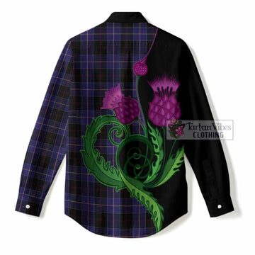 Dunlop Tartan Women Casual Shirt Traditional Scottish Thistle