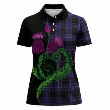 Dunlop Tartan Women Polo Shirt Traditional Scottish Thistle