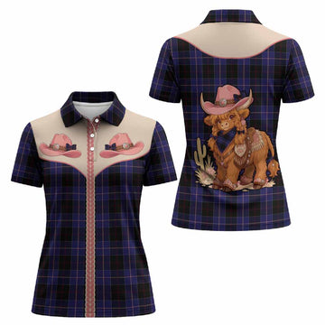 Dunlop Tartan Women Polo Shirt Wee Coo Cowgirl Cute Style - Tartan Vibes Clothing