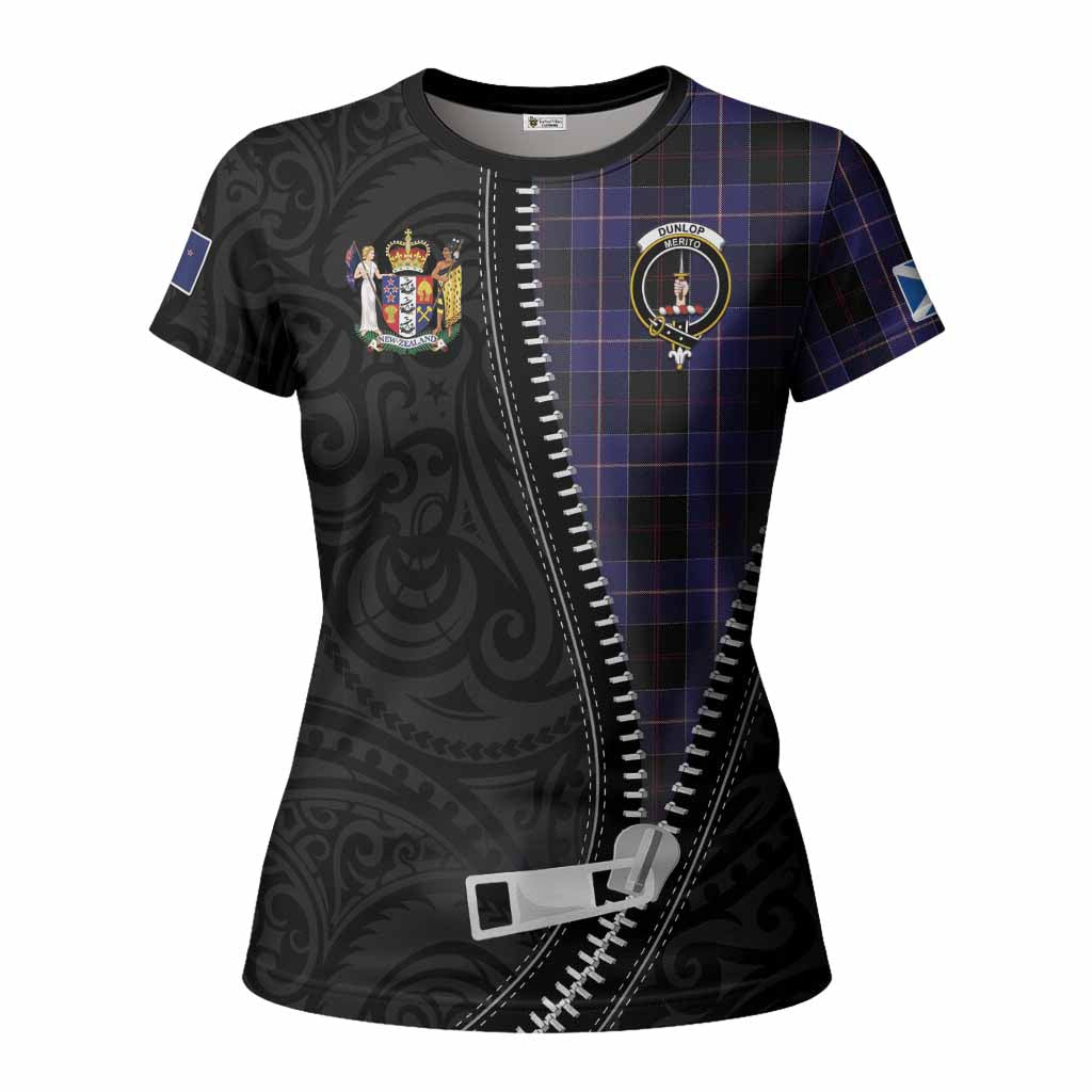 Dunlop Tartan Women T shirt New Zealand Pattern Unique Zipper Stylized