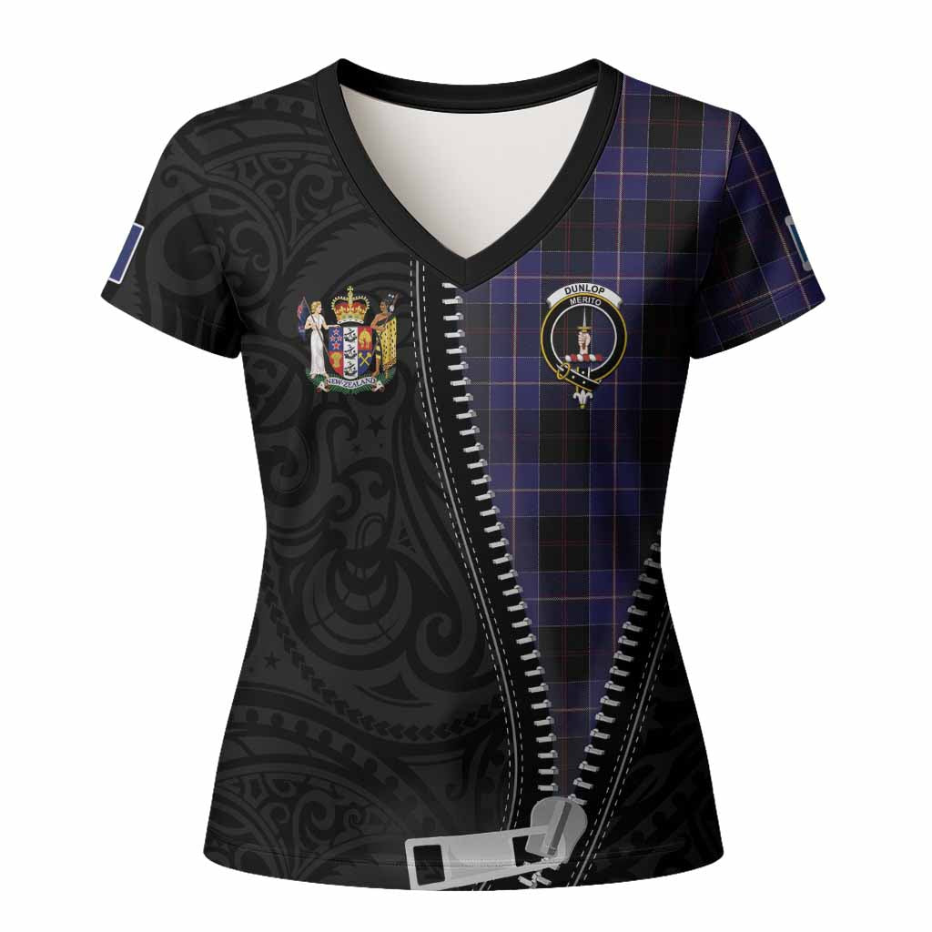 Dunlop Tartan Women T shirt New Zealand Pattern Unique Zipper Stylized
