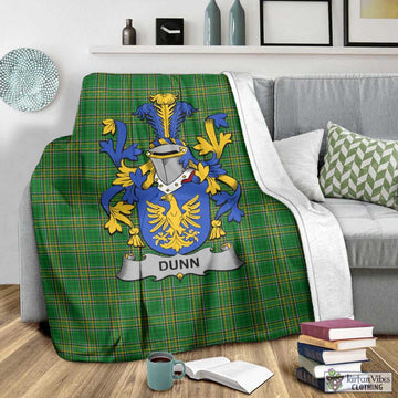Tartan Vibes Clothing Dunn Irish Clan Tartan Blanket with Coat of Arms