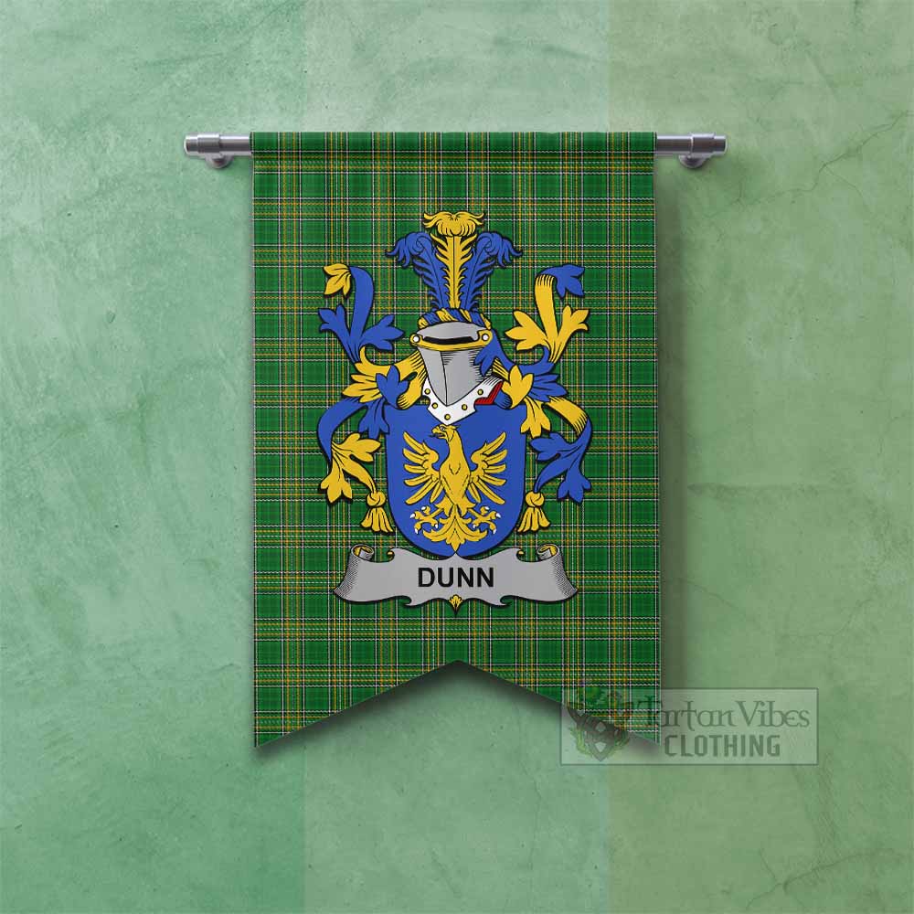 Tartan Vibes Clothing Dunn Irish Clan Tartan Gonfalon, Tartan Banner with Coat of Arms