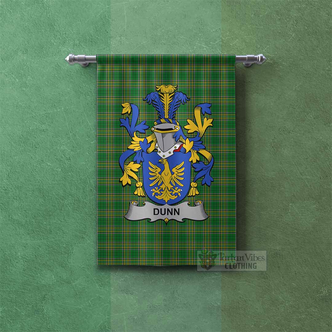 Tartan Vibes Clothing Dunn Irish Clan Tartan Gonfalon, Tartan Banner with Coat of Arms
