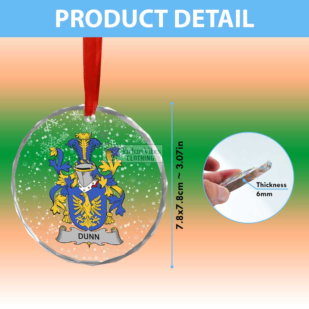 Tartan Vibes Clothing Dunn Irish Clan Christmas Glass Ornament with Coat of Arms