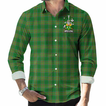 Dunphy Irish Clan Tartan Long Sleeve Button Up with Coat of Arms Men's Shirt - Tartan Vibes Clothing