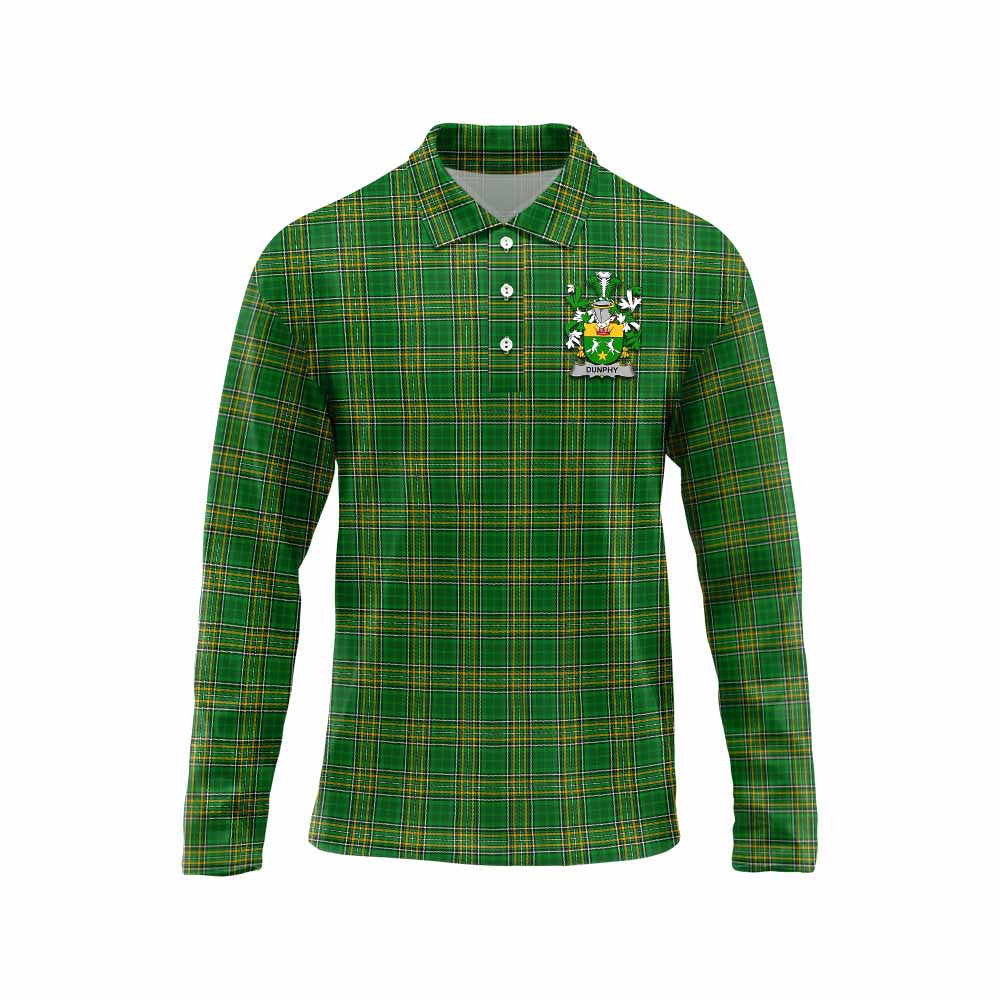 Dunphy Irish Clan Tartan Long Sleeve Polo Shirt with Coat of Arms Unisex - Tartan Vibes Clothing