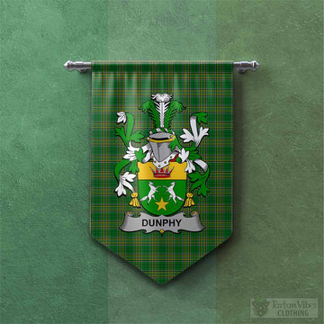 Tartan Vibes Clothing Dunphy Irish Clan Tartan Gonfalon, Tartan Banner with Coat of Arms