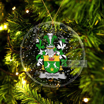 Dunphy Irish Clan Christmas Glass Ornament with Coat of Arms Transparent Glass Circle - 2D-tartanvibesclothing