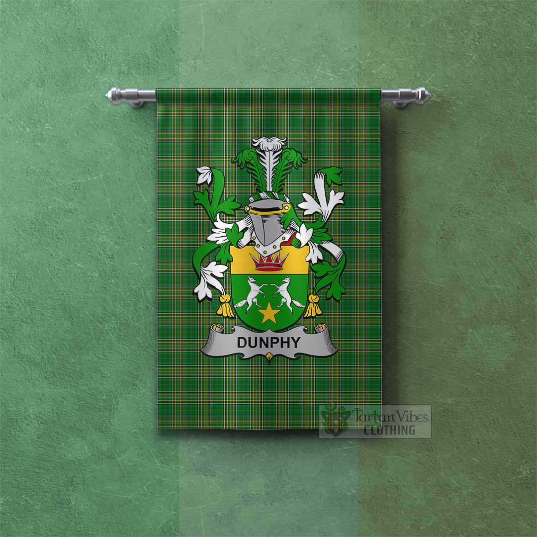 Dunphy Irish Clan Tartan Gonfalon, Tartan Banner with Coat of Arms Rectangle - Tartan Vibes Clothing