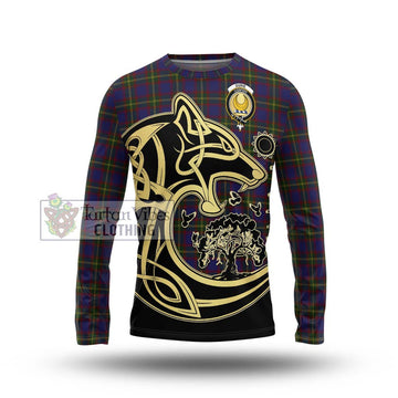 Durie Tartan Long Sleeve T-Shirt with Family Crest Celtic Wolf Style Unisex - Tartan Vibes Clothing