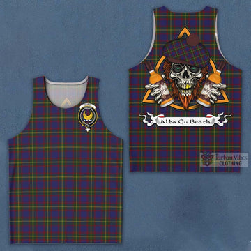 Durie Tartan Men's Tank Top with Family Crest and Bearded Skull Holding Bottles of Whiskey Men - Tartan Vibes Clothing
