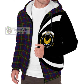 Durie Tartan Sherpa Hoodie with Family Crest Circle Style Unisex S - Tartan Vibes Clothing